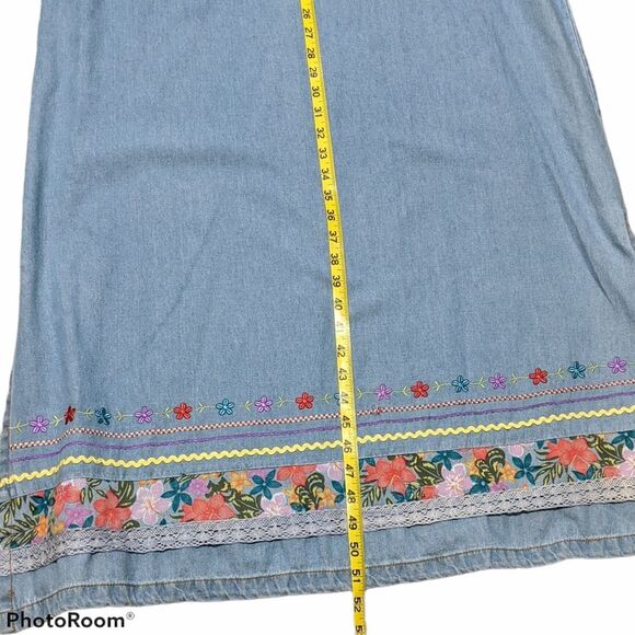 Bleu Bayou 2 PC jumper set size large vintage denim chambray embroidered modest - Picture 4 of 14